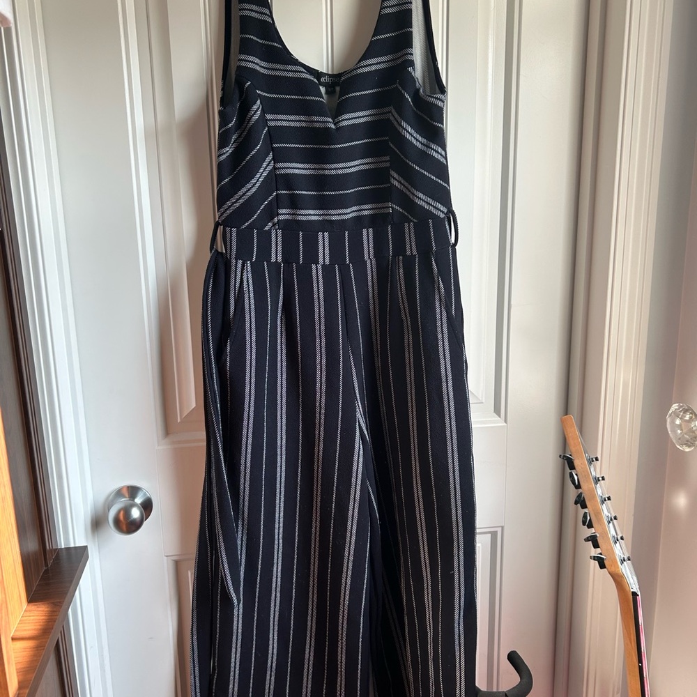 Eclipse Black and White Striped Jumpsuit